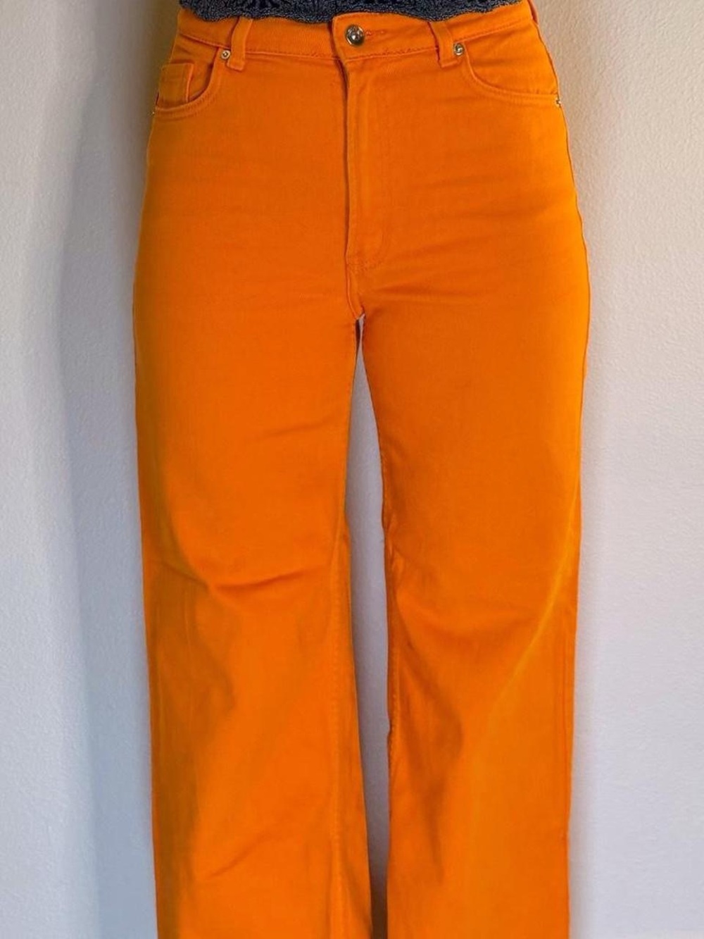 H&M Wide Leg Pants in Bright Orange